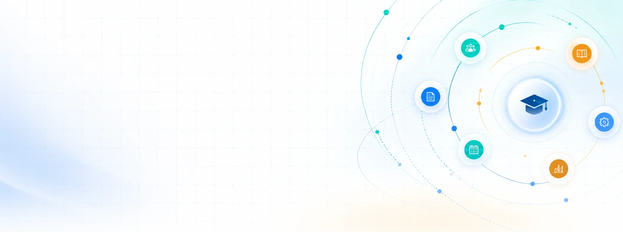 Platform modules for people, records, scheduling, academics, settings and analytics orbiting a central campus hub